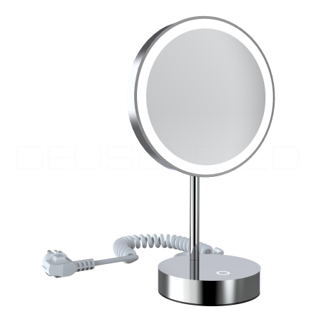 DEUSENFELD WL50CT - Premium LED Kosmetikspiegel, CTT - stufenlos einstellbarer Farbton von 2700-6500K, LED Touch-Control, 5x Vergrößerung, Ø20cm, verdeckte Befestigung, verchromt
